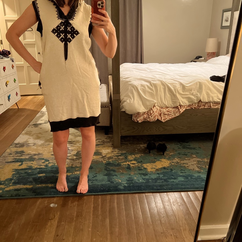 Jean Paul Gaultier sleeveless sweater dress with hoodie.